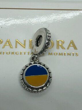 ✨🔥Pandora Ukraine Flag Charm Travel Charm S925 Sterling Silver Jewelry